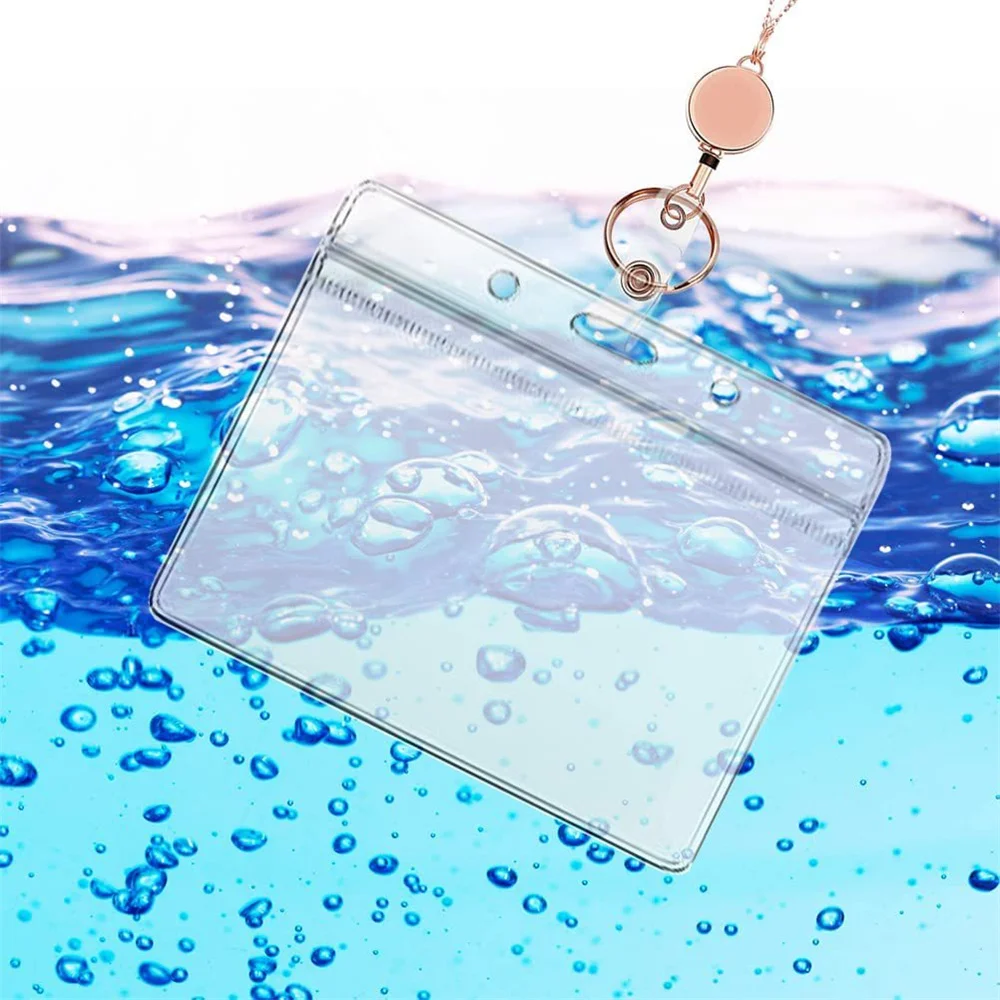 Transparent ID Card Set Azusa Alloy Retractable Rotating Easy-To-Pull Easy-To-Pull Buckle Simple Work Permit Protective Sleeve