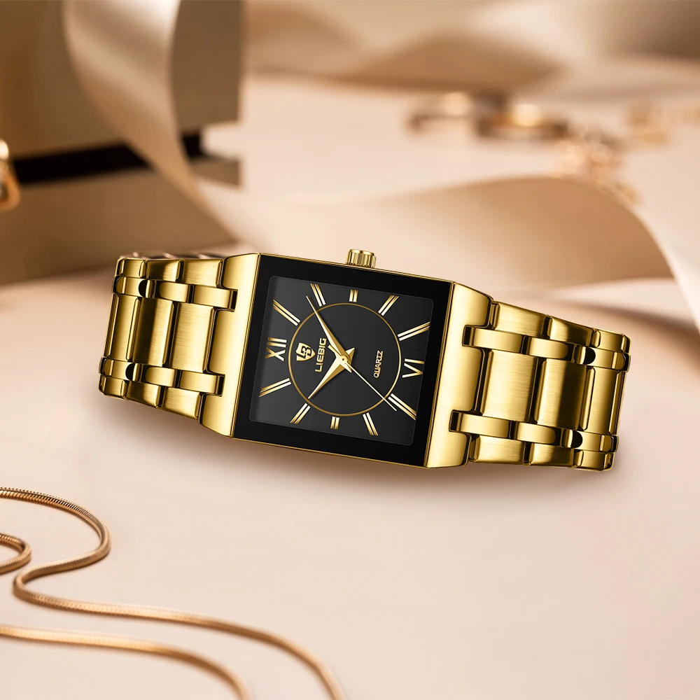 

LIEBIG лучшие бренды, роскошные кварцевые наручные часы с ремешком из нержавеющей стали для мужчин, простые деловые водонепроницаемые мужские часы reloj hombre