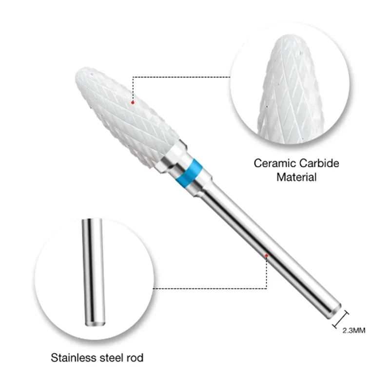 Set di punte fini per trapano per unghie in ceramica mulino professionale macchina per Manicure strumenti per Pedicure per la riparazione della pelle morta della cuticola di emoving Poly 1pc