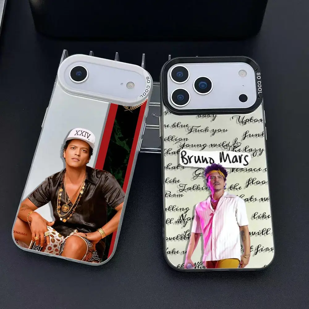 B-Bruno M-Mars Singer جراب هاتف آيفون 17 16 15 14 13 12 11 Pro Max Air Matte Laser Aurora مقاوم للصدمات Funda #1