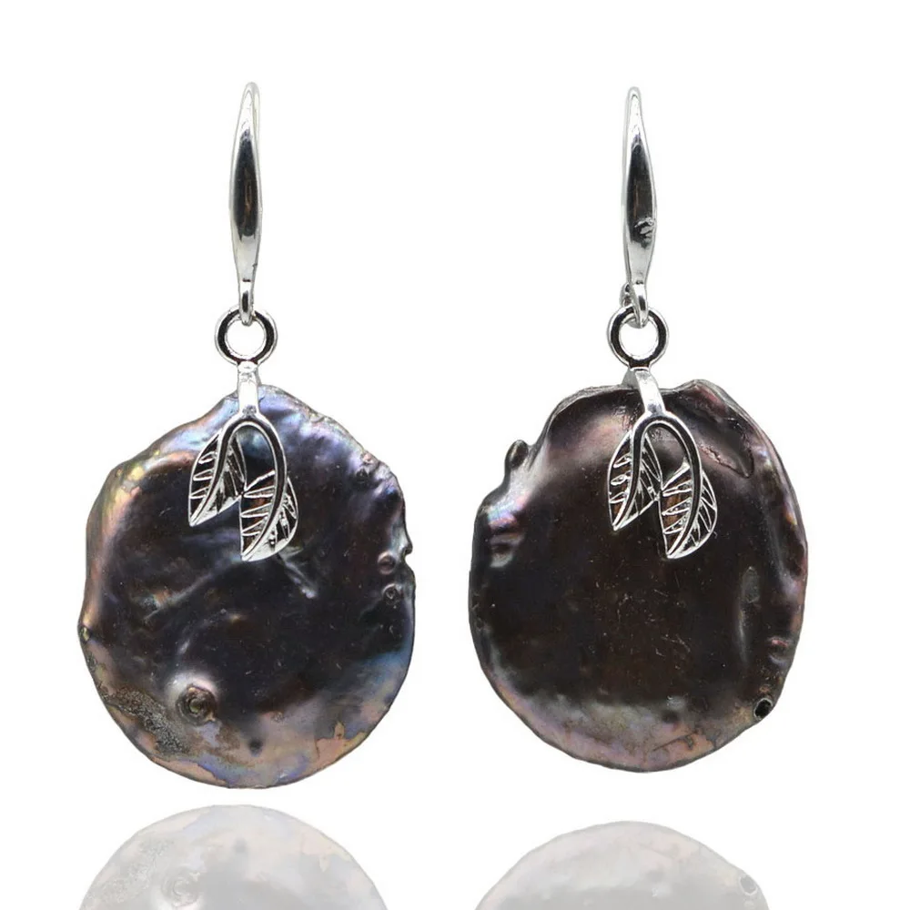 Black Baroque Pearl Drop Earrings Exaggerated Blockbuster Natural Pearl Pendant Fashion Women's Earrings