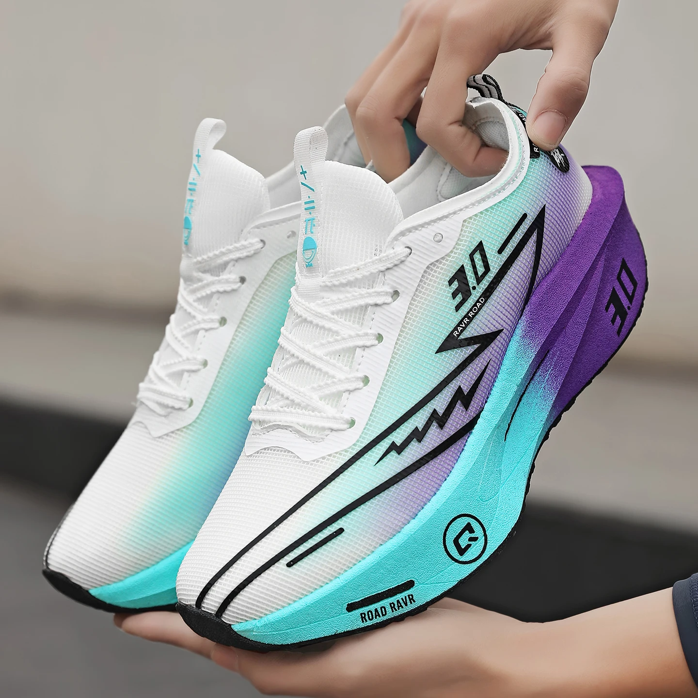 Men's Road Running Shoes 3.0 lightweight Breathable Mesh Sports Shoes Shock-Absorbing Non-Slip Outdoor Racing Jogging Shoes 46