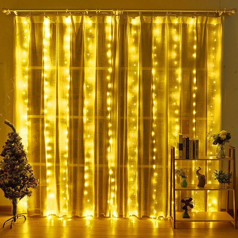 

Curtain Lights LED Warm Fairy String Lights Festival Lighting Rainbow Window Lamp Home Bedroom Wedding 2024 Christmas Decoration