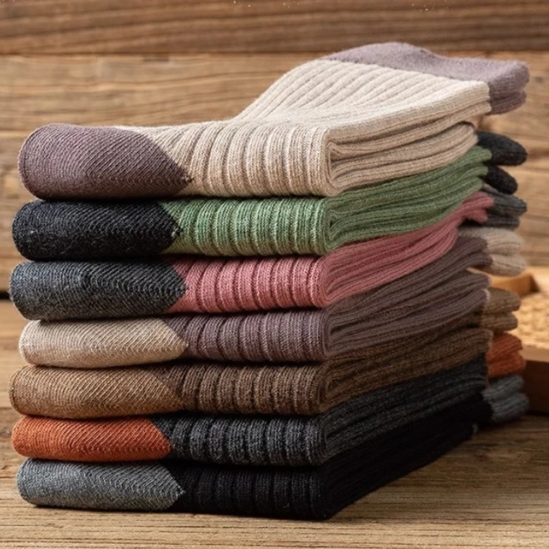 7 أزواج من الجوارب المتوسطة للربيع والخريف الجديدة الدافئة والمريحة، جوارب طويلة عصرية ومتعددة الاستخدامات للنساء ذات أنبوب عالي