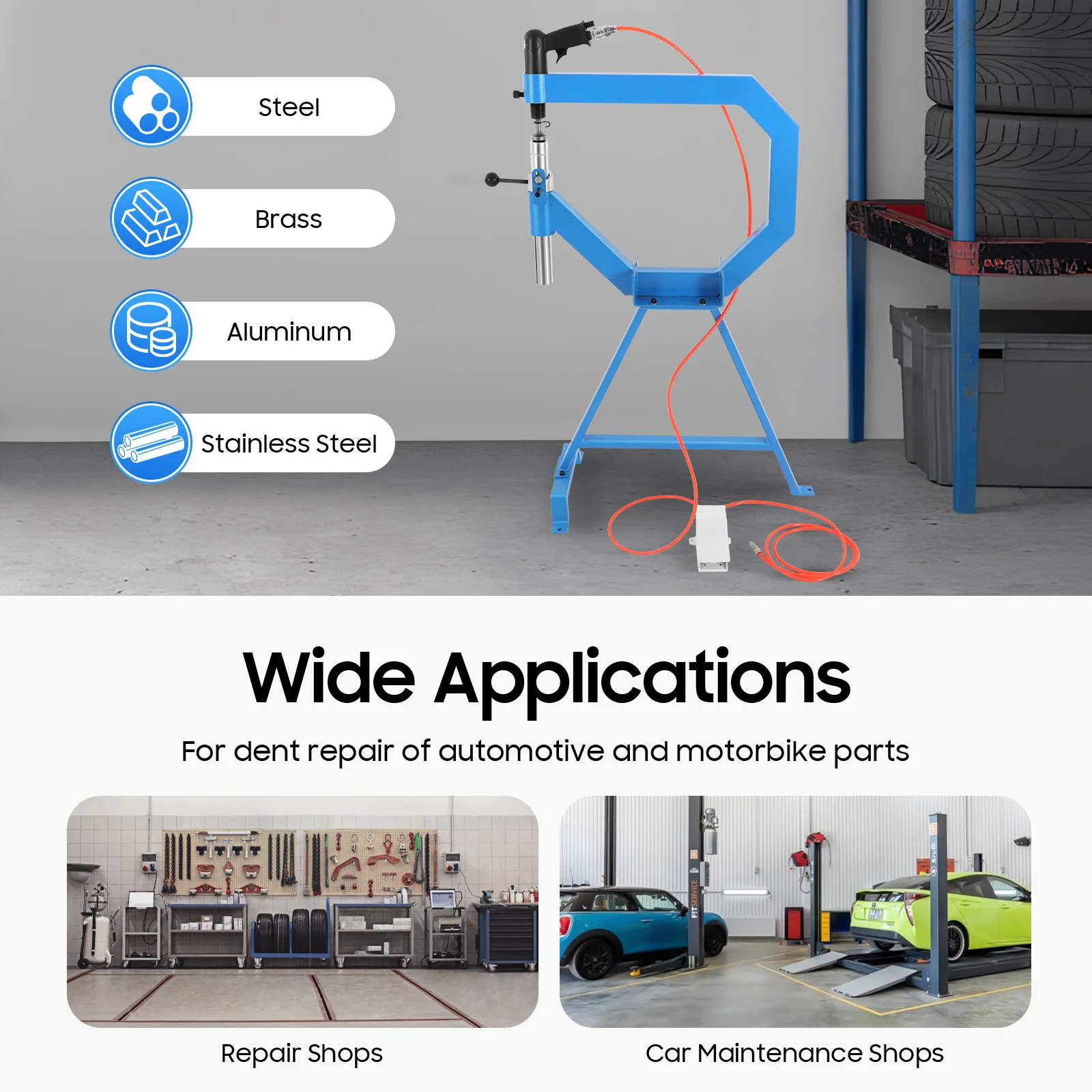 Pneumatische schavenhamer, robuuste ijzeren dunne plaatvormmachine, pneumatische schavenhamer met pedaal en standaard