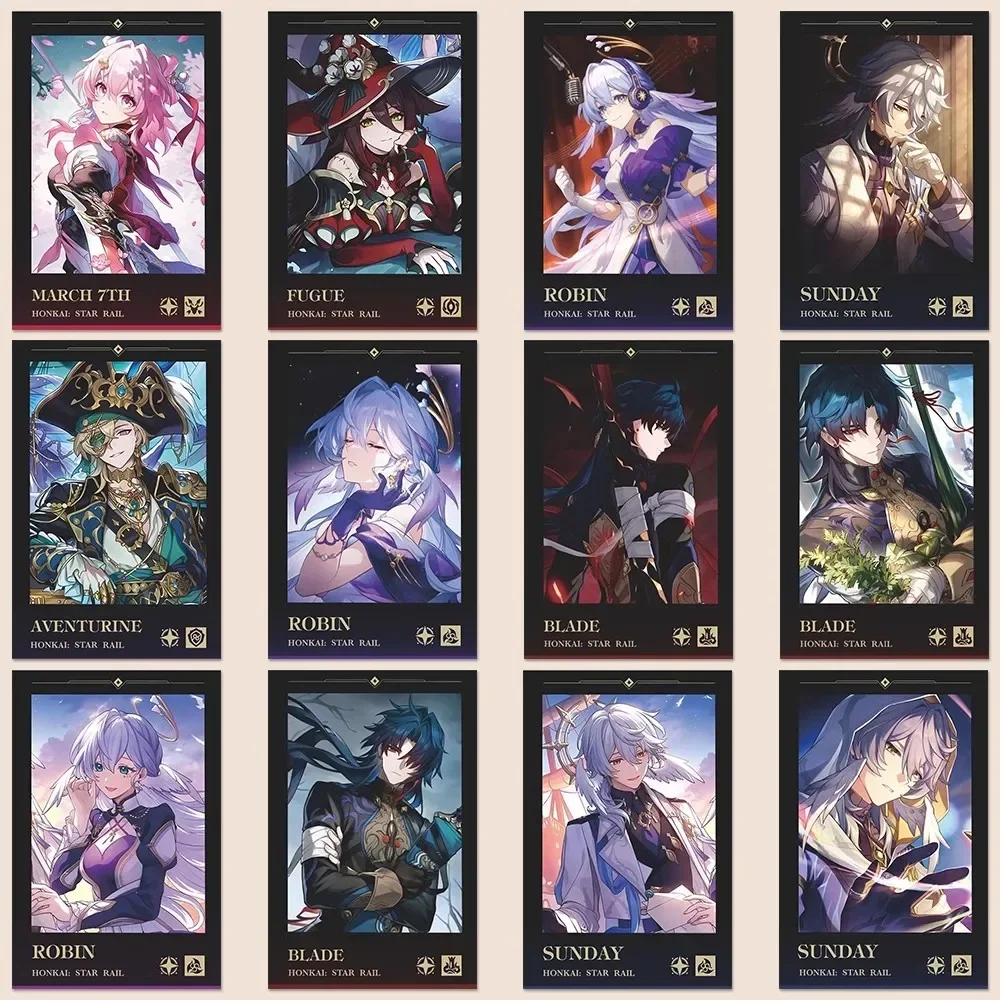 48 шт., игра Honkai Star Rail, наклейки Polaroid для косплея, аксессуары для костюмов аниме, мультяшные украшения, коллекция подарков на Хэллоуин