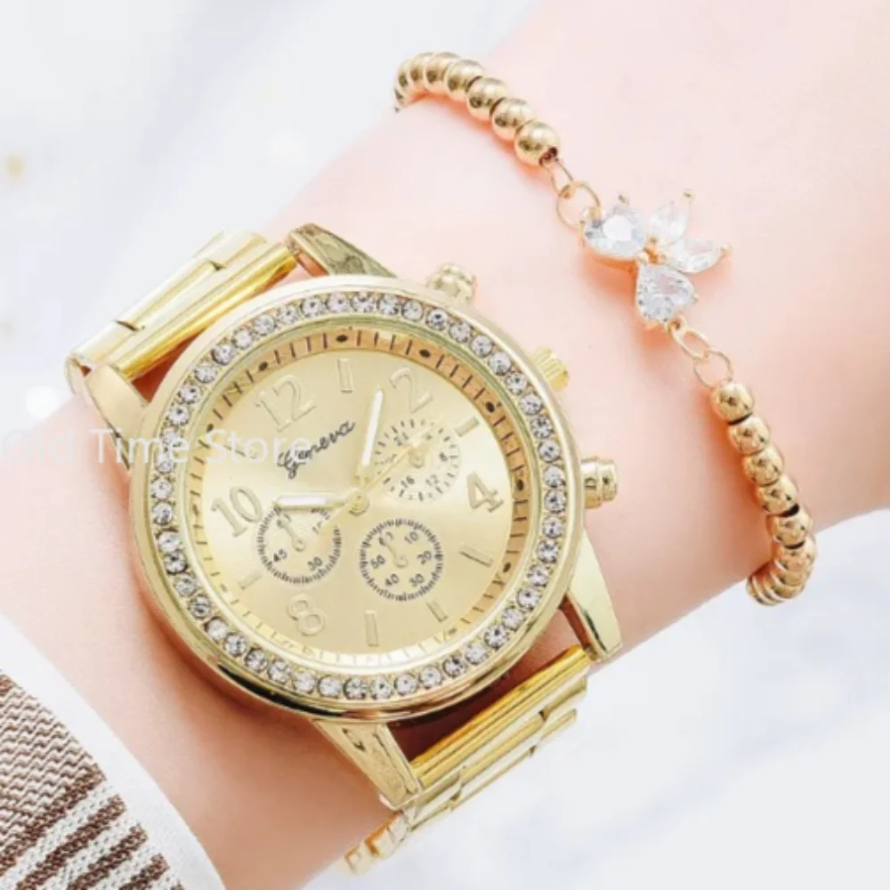 Vrouwen Horloges Geneva Classic Strass Horloge Vrouwen Horloges Dames Fashion Gold Watch Klok Reloj Mujer Montre Femme 시