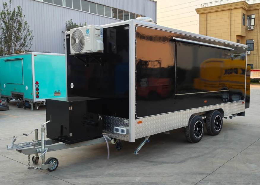 

Mini Cute Trailer for Snack Food Vending Mobile Travel Tow bar Semi Trolley with Kitchen Equipment Set Trailer Cart