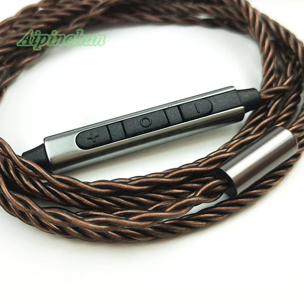 Aipinchun MMCX 헤드폰 케이블 마이크 볼륨 컨트롤러 교체, 슈어 SE215, SE315, SE425, SE535, SE846, 3.5mm L 벤딩 잭