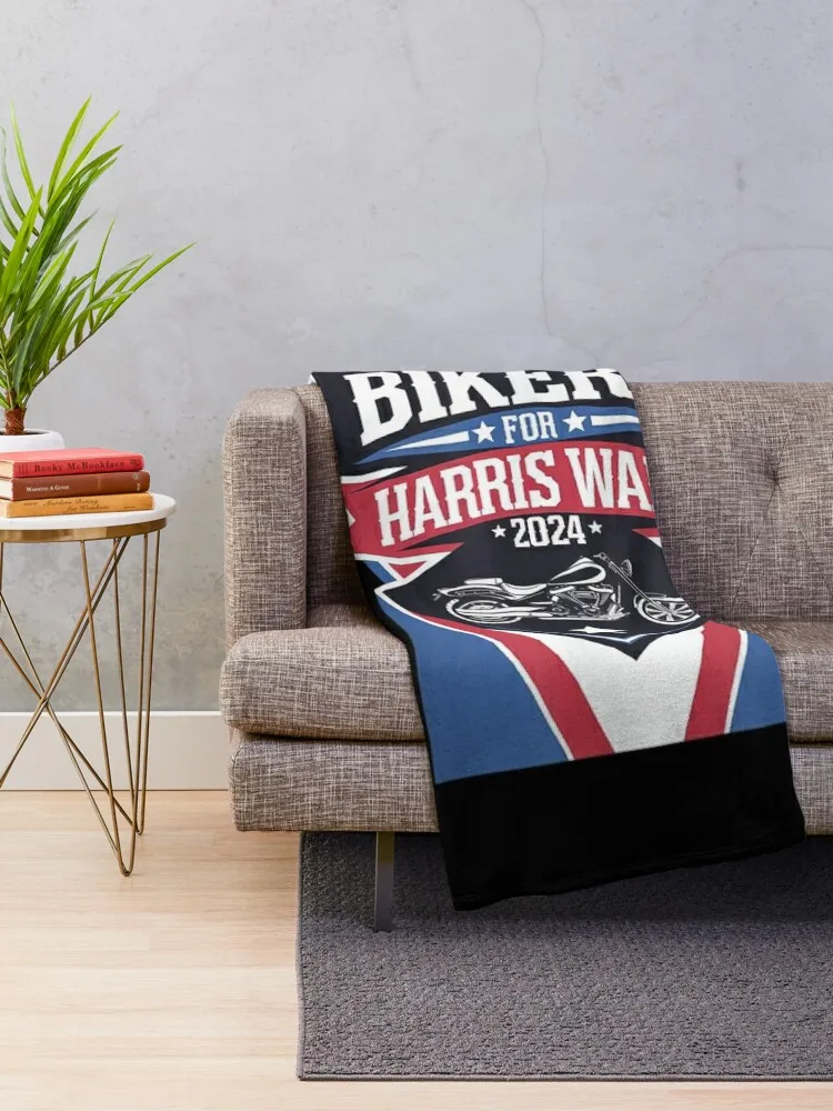 Bikers For Harris Walz 2024 Throw Blanket Moving Blankets For Bed Fashion Sofas christmas gifts Blankets