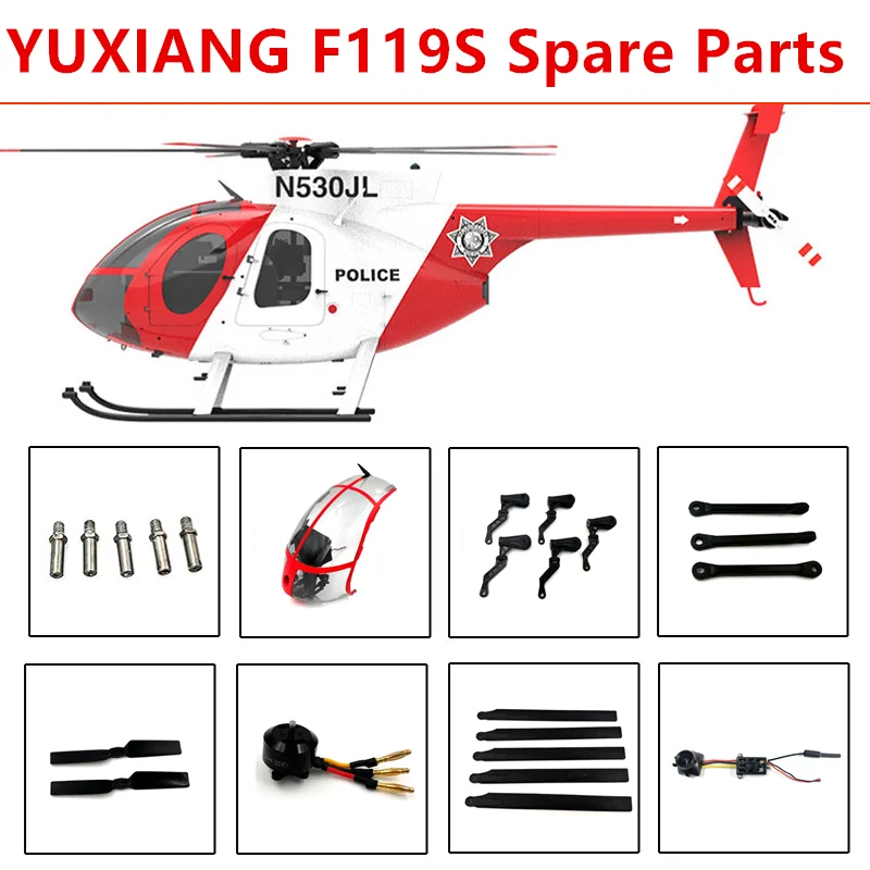 YU XIANG F119S MD500 RC Helicopter Replacement Spare Parts Tail Wing Main Propeller Tail Blade Shell Screws Servo Motor