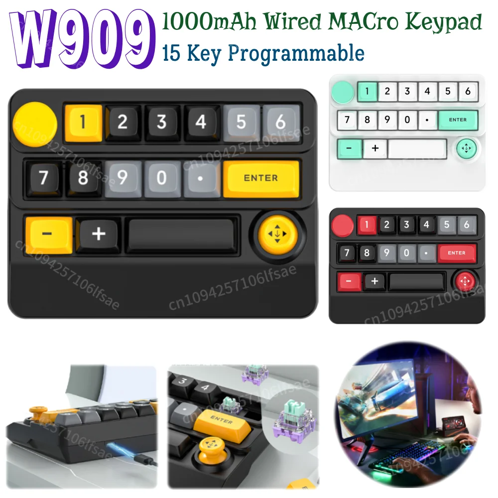 15 Key Mini Joystick Gaming Keyboard Tri-Mode BT/2.4GHz/Wired Wireless Numeric Keyboard Wired Macro Keypad PC Gamer Accessories
