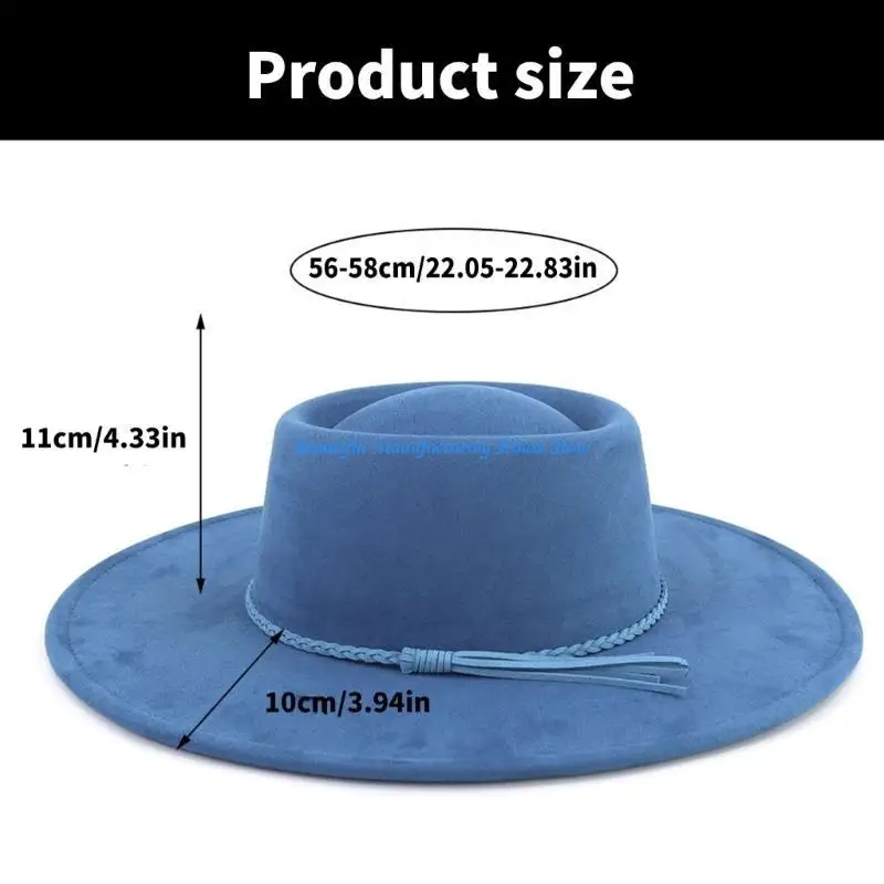 Chapeau Homburg élégant avec ceinture tressée, chapeau plat à larges bords, cadeaux Surprise, chapeau pour vacances, accessoires