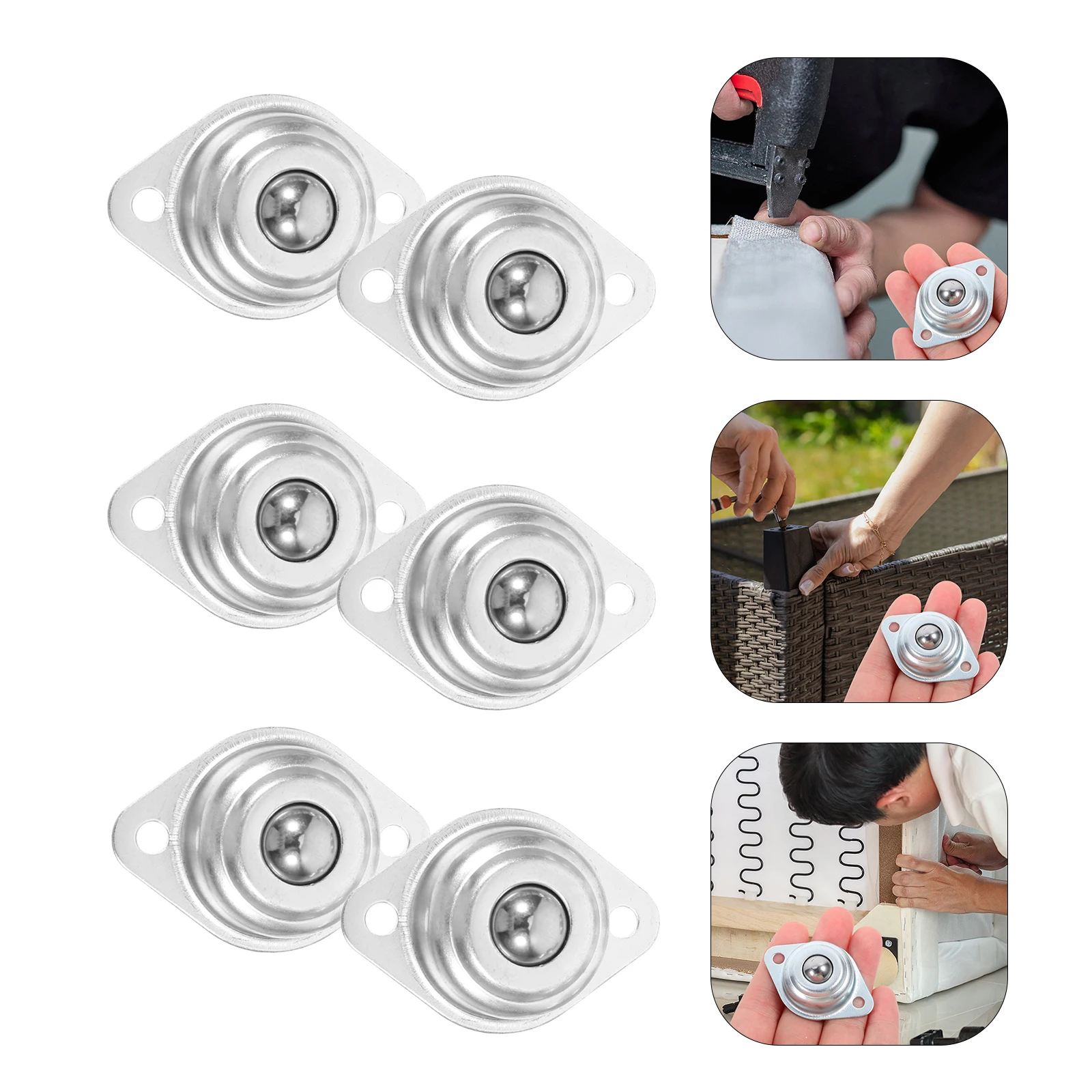 

12 Pcs Universal Ball Bearings Casters for Appliances Furniture Wheels Carbon Steel