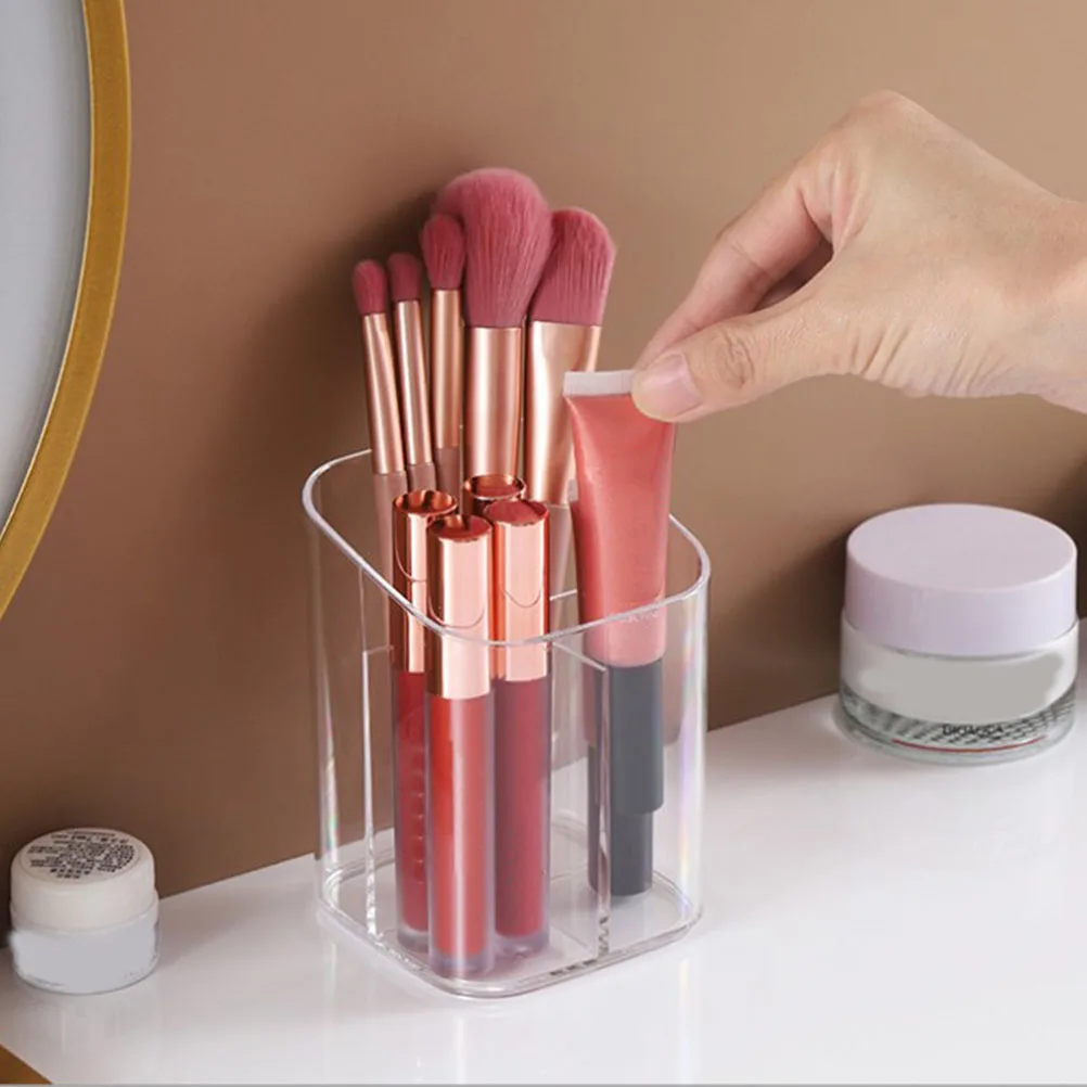 

2Pcs Clear Acrylic Pen Holder Large Capacity Desk Organizer for Pens Markers Lipsticks Sundries Home Office Table Storage