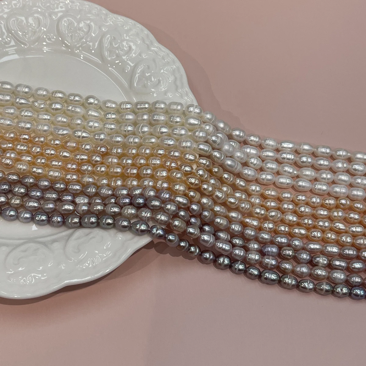 Eine DIY-Reisperle aus natürlichem Süßwasser, 5-6mm, für die Schmuckherstellung, DIY-Halsketten, Armbänder, Ketten, Ohrringe, Zubehör. – Detail 2