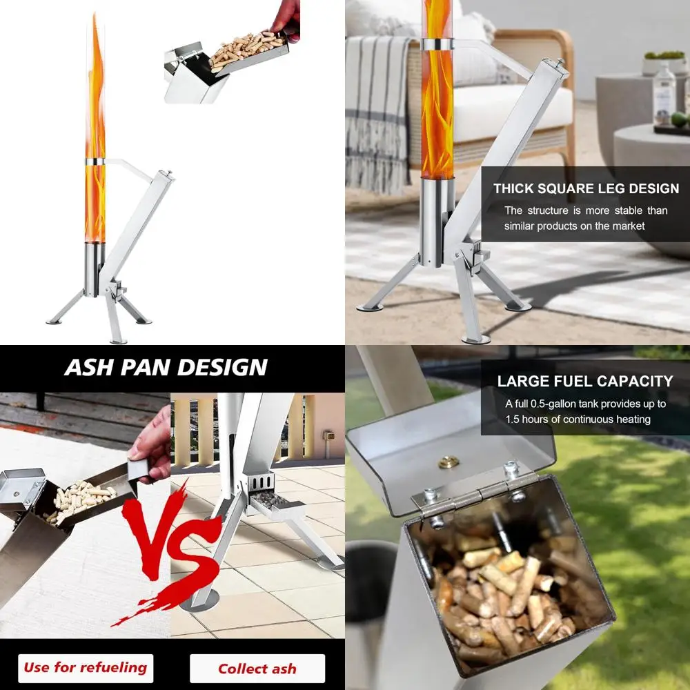 

portable outdoor wood pellet fire pit - stainless steel backyard heater