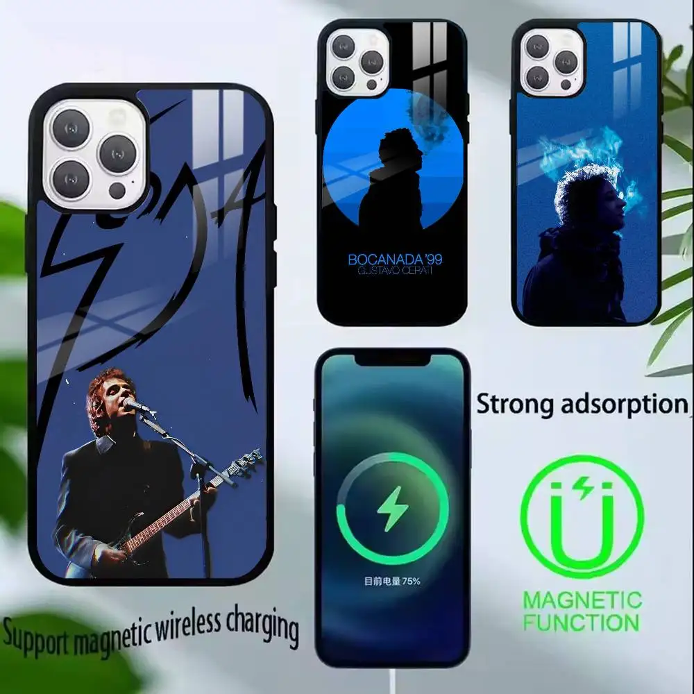 Funda para Teléfono Gustavo Cerati Soda Stereo para iPhone 17, 16, 15, 14, 13, 12, 11 Plus, Pro, Compatible con Carga Inalámbrica Magnética