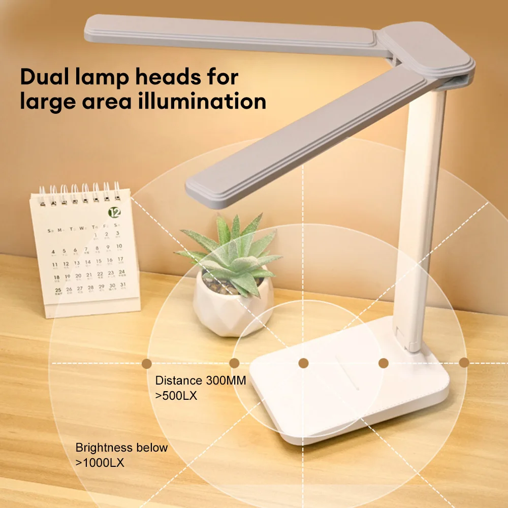 LED Desk Lamp USB Rechargeable Table Lamp 3 Levels Dimmable Touch Night Light Foldable Eye Protection Table Lamp for Desk