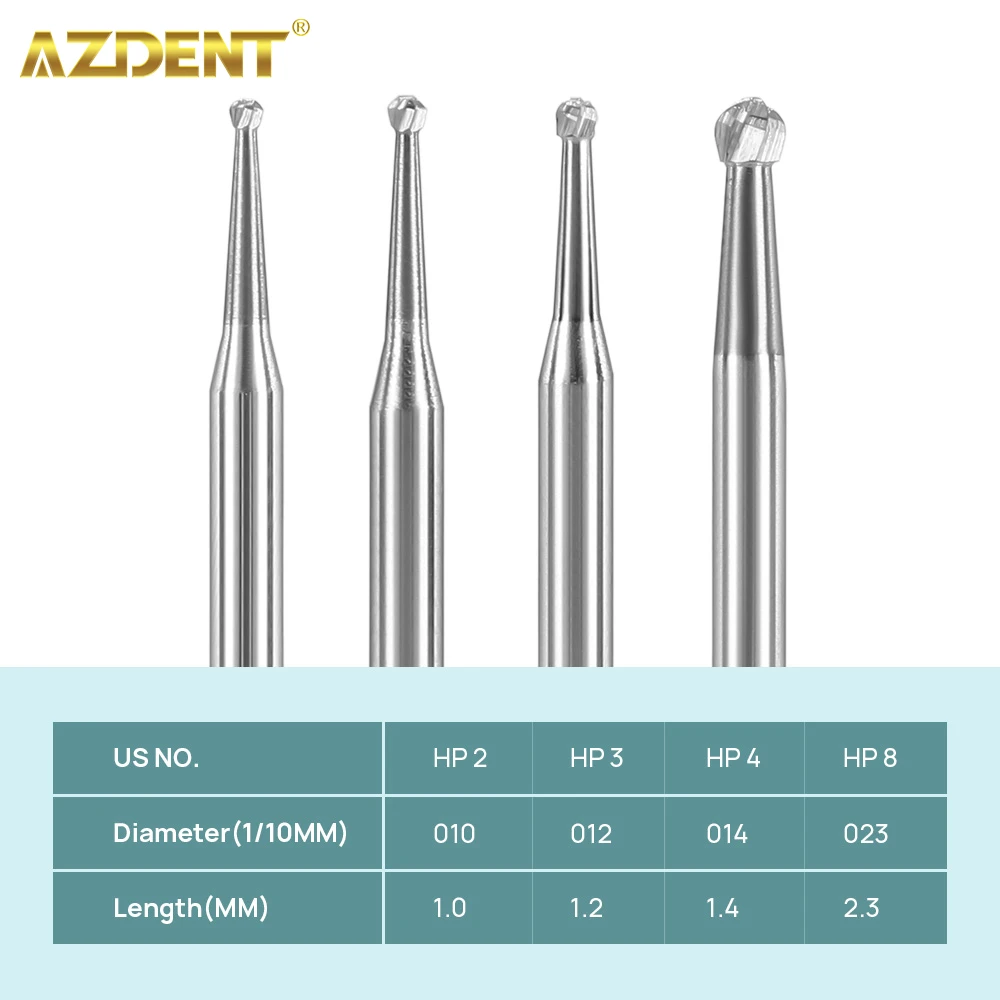 

AZDENT 5PCS/Box Dental Tungsten Carbide HP Burs for Straight Nose Cone Handpiece Dentistry Lab Clinic Bur Dentists Instruments