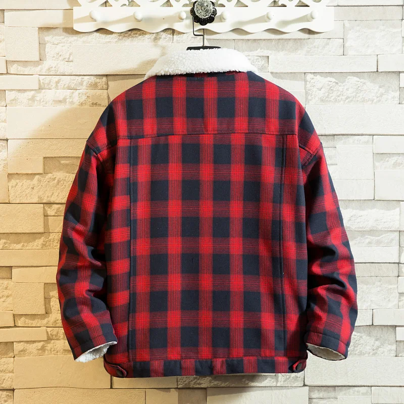 Hot Sale New Winter Plaid Cotton Coat Casual Fashion Warm Men\'s Comfortable Jacket Black White Asian Size Large Size 5XL