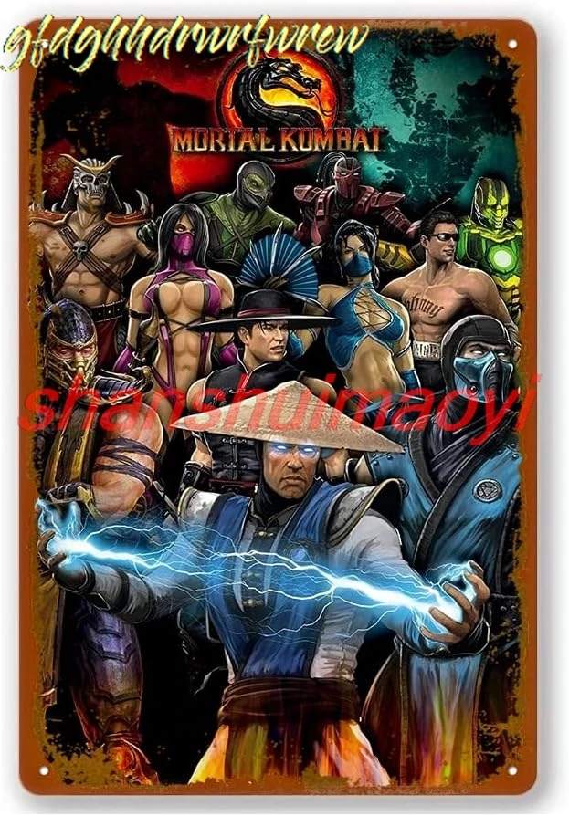 Funny Vintage Tin Sign Kombat Video Game Wallpapemetal Tin Signs For Home Bedroom Wall Decor Gifts 8X12 Inch sign