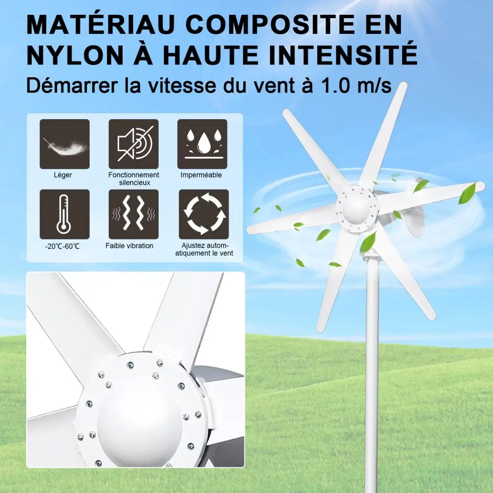 800W Wind Turbines Generator,6-Blade Fan Eco-friendly Wind Turbines Generator Kit,Electromagnetic Electricity Producer Equipment