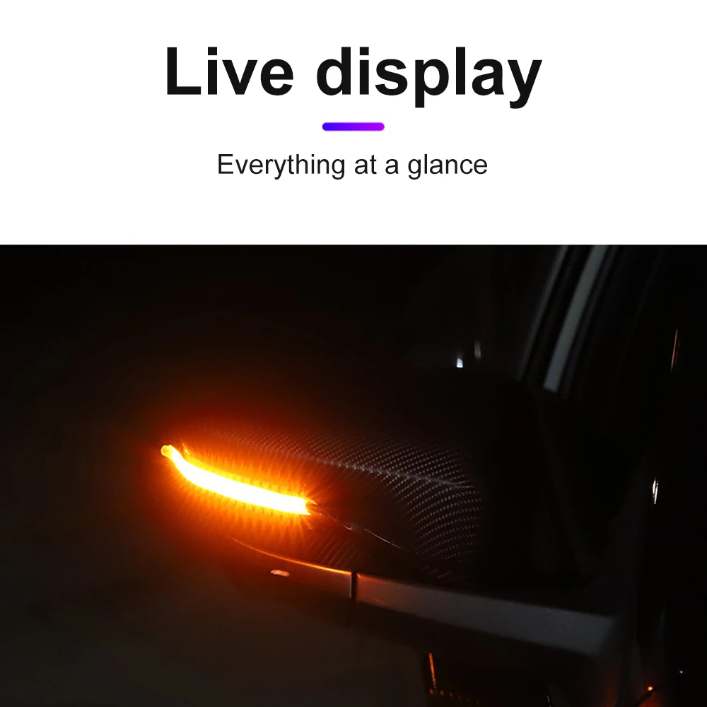 Universal 2PCS Car Rearview Mirror Indicator Lamp DRL Streamer Strip Flowing Turn Signal Lamp LED Dynamic Flexible Side Light