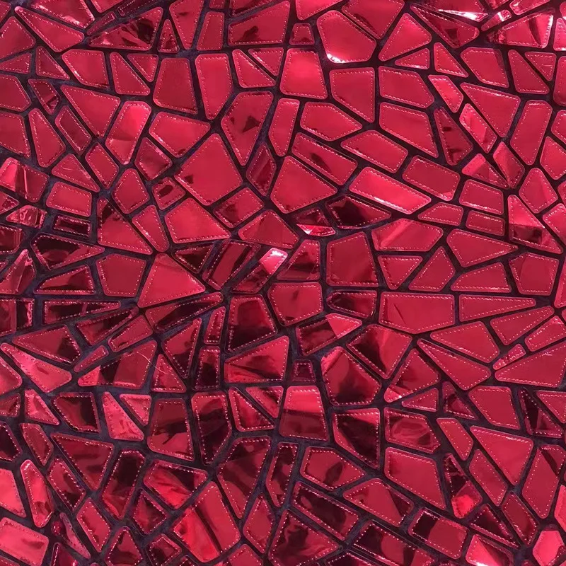 1 Yards Symphony Gradient Mirror Leather Fabric Geometric Pattern Laser Polyester Designer Fabric Clothing Jacket Background