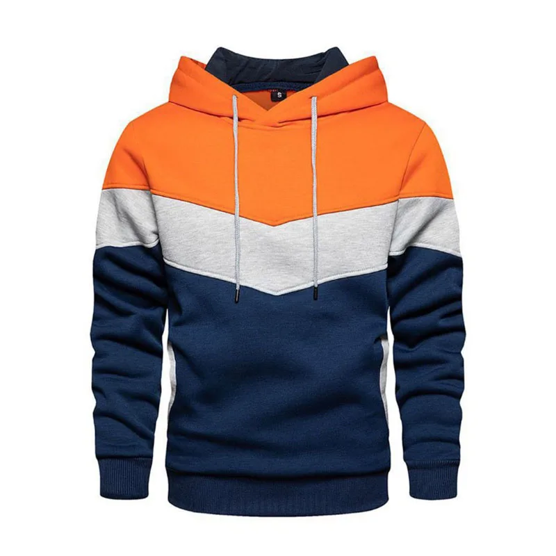 Sudadera con capucha de retazos para hombre, ropa deportiva informal para exteriores, Sudadera con capucha térmica de forro polar, moda urbana, otoño e invierno, negro