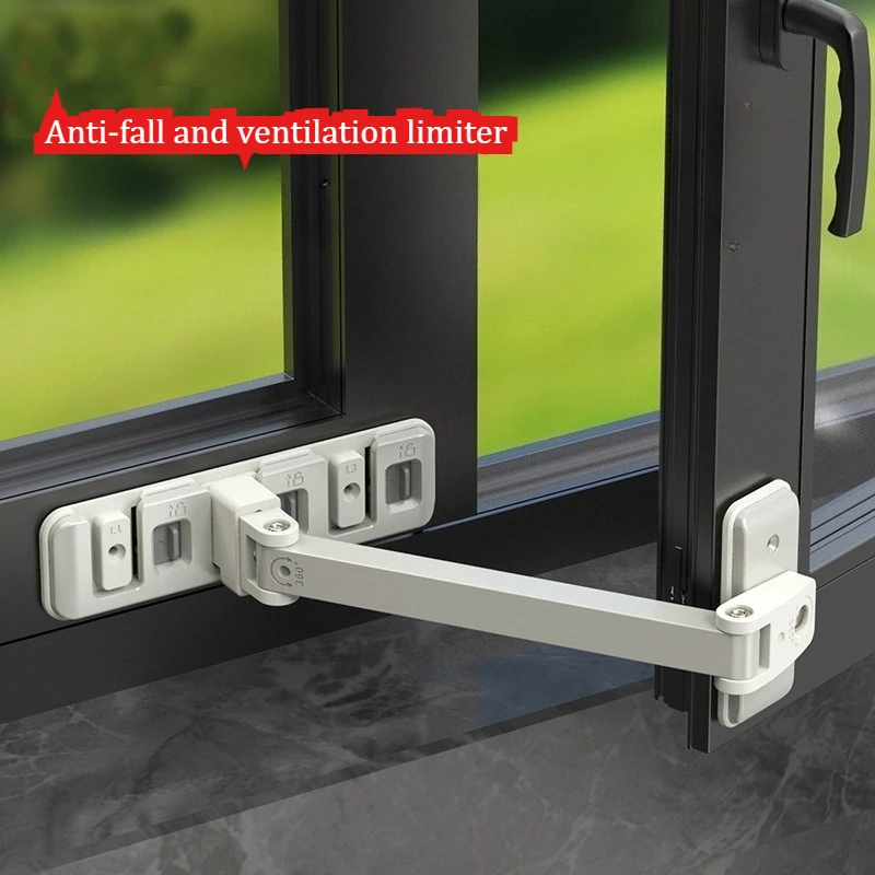 Self-adhesive window lock without drilling or nailing. Window security lock for doors and windows. Sliding window stopper.