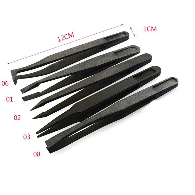 1PC Electronic Tweezers Anti-Static Anti Magnetic Precision Tweezers For Electronics Laboratory Hand Tools Plastic