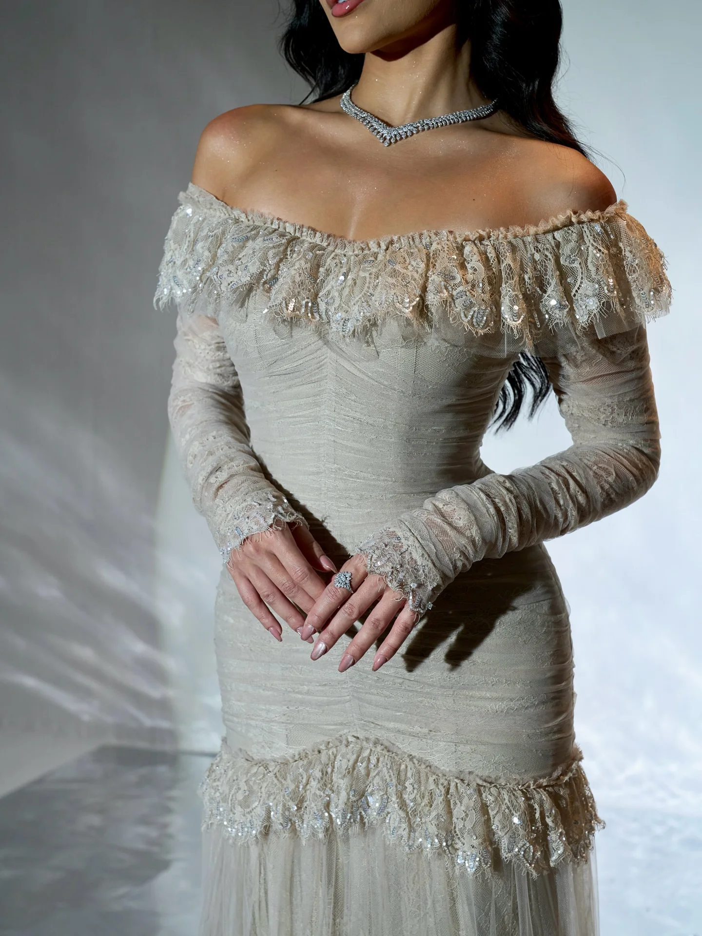 Other Shore Elegant Vintage Sweet Sexy Gray Mermaid Lace Boat Neck Customize Formal Occasion Prom Dress Evening Party Gowns image 3