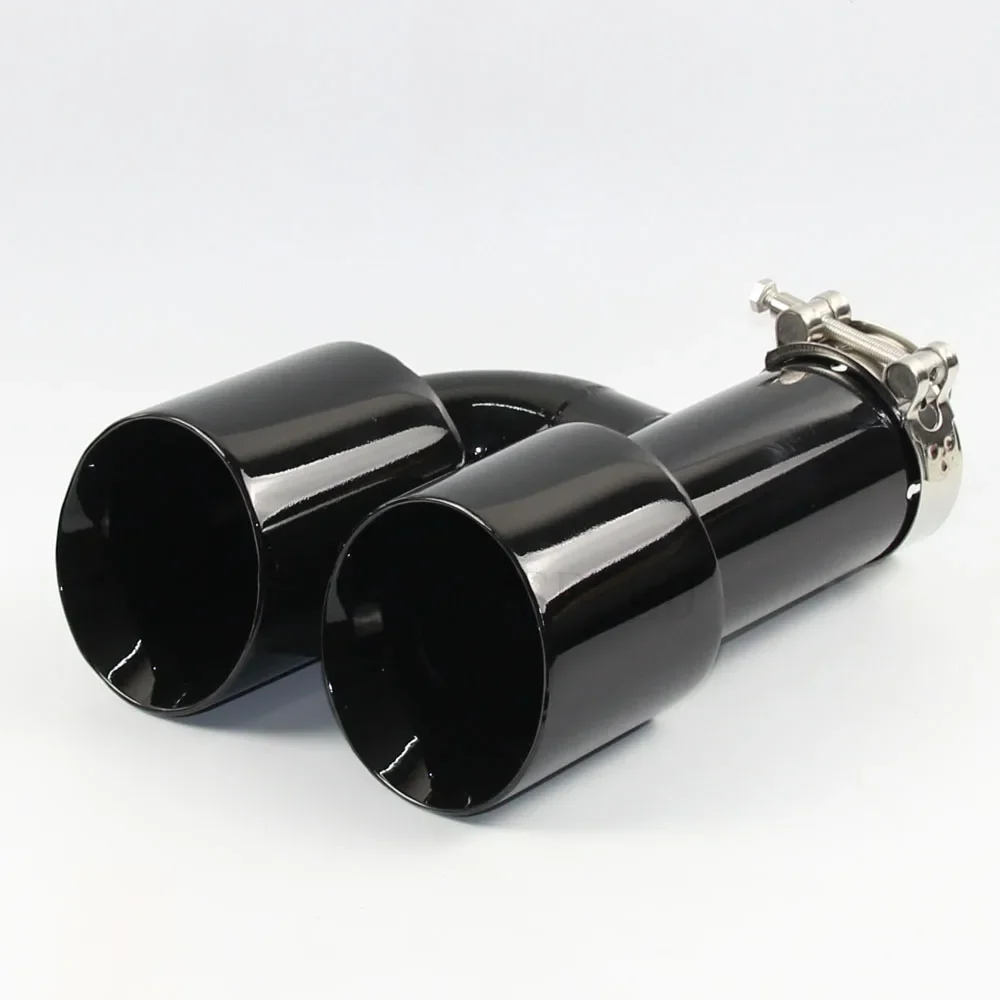 Car Accessories 304 Stainless steel h-type double outlet exhaust muffler tail throat bright black process for audi a4 b8