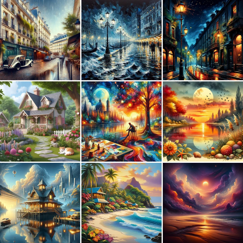 

Landscape Fantasy House Printed 11CT Cross Stitch Complete Kit Embroidery Handmade Handiwork Hobby Sewing For Adults Floss Sales