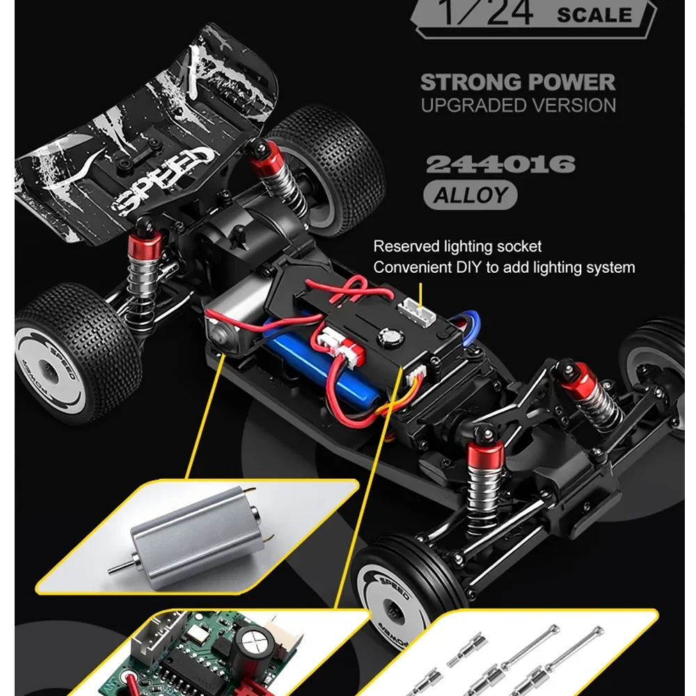 WLtoys 244016 1/24 Scale High Speed Remote Control Car 2WD Drift Racing Toy 2.4G All Terrain 25KM/H Christmas Gift