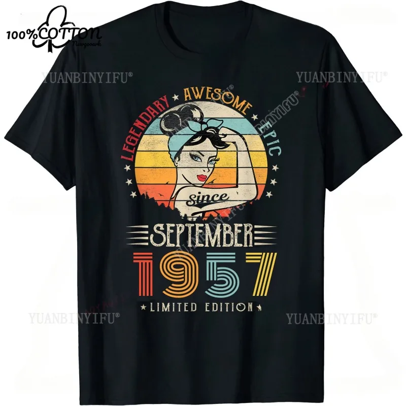 Made in 1957 Year Birthday Party AWESOME SINCE Unisex  Streetwear T-Shirt for Loose 100%Cotton Summer