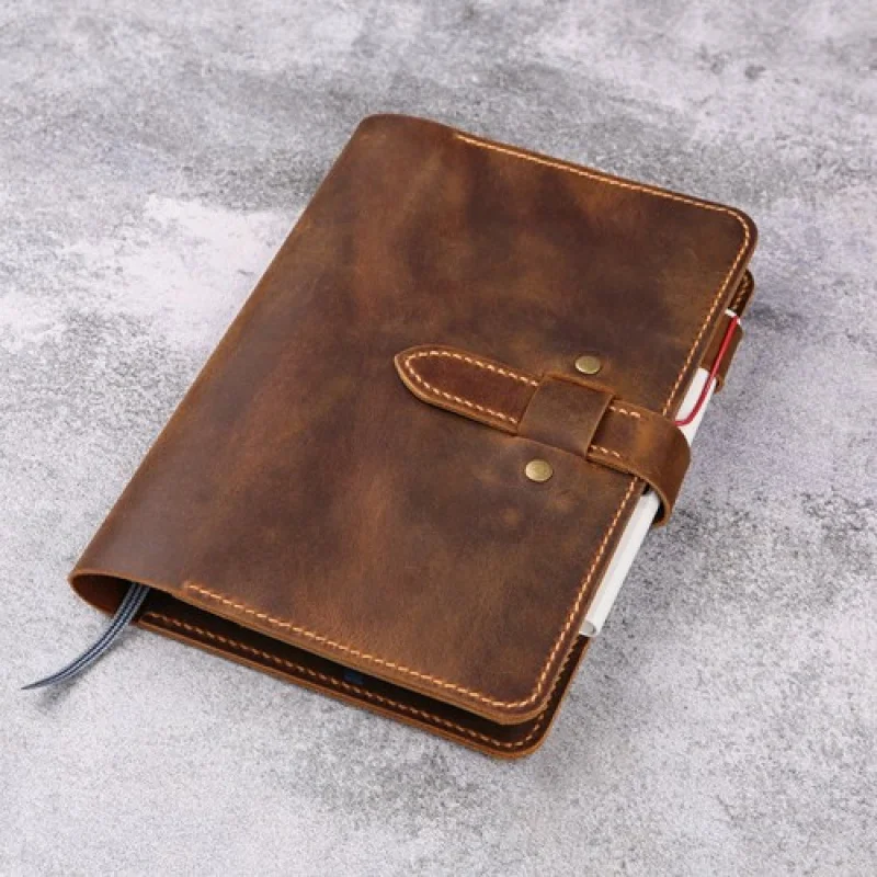 

A+Handmade Distressed Leather A5 Planner Cover with Pockets Leather Journal Case