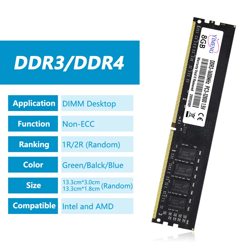 DDR4 DDR3 4GB 8GB 16GB Desktop Memory Ram PC3 8500 10600 12800 1.5V PC4 2133 2400 2666 3200Mhz  1.2V Non-ECC DIMM Memoria Ram