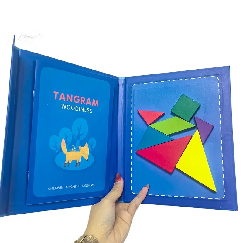

Wooden Jigsaw Magnetic Tangram Puzzle Book Educational Toys for Children Baby Kid Portable Montessori Learning Intelligence Toys