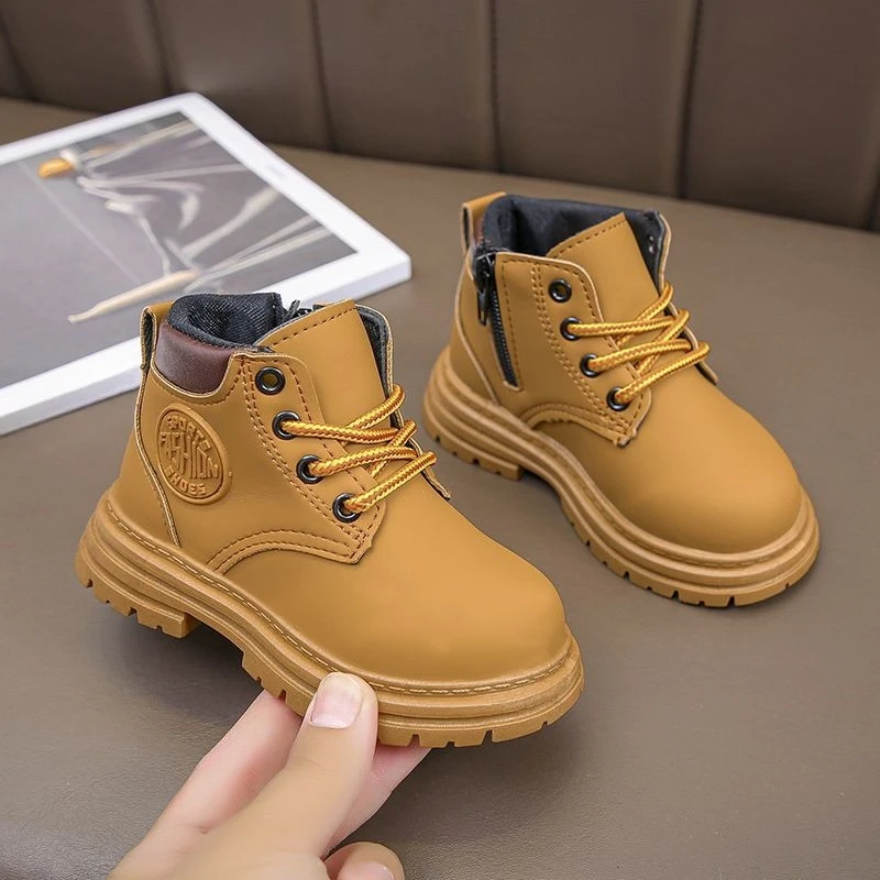 

Kids Ankle Boots Fall Winter 2026 New Fashion Warm Lined Cotton Shoes British Style Yellow Casual Boots for Boys Girls Toddler
