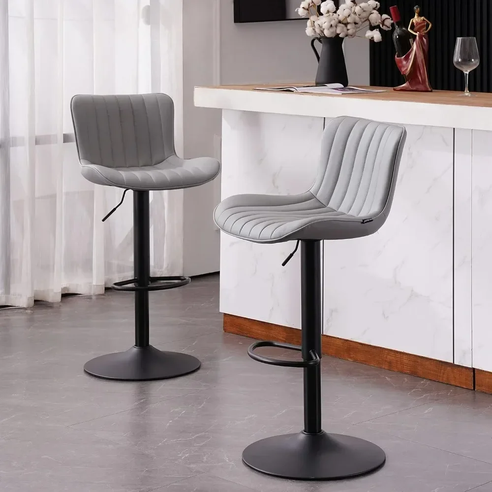 

# l Барные стулья для кухонного острова, 24-дюймовые металлические серые барные стулья, набор из 2 регулируемых поворотных табуретов со спинкой