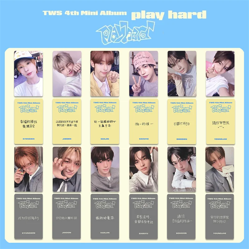 

Kpop 6pcs/set TWS 4th Mini Album PLAY HARD Card Postcard Collectible Card Chinese Back SHINYU Kyungmin JIHOOH Photo Card