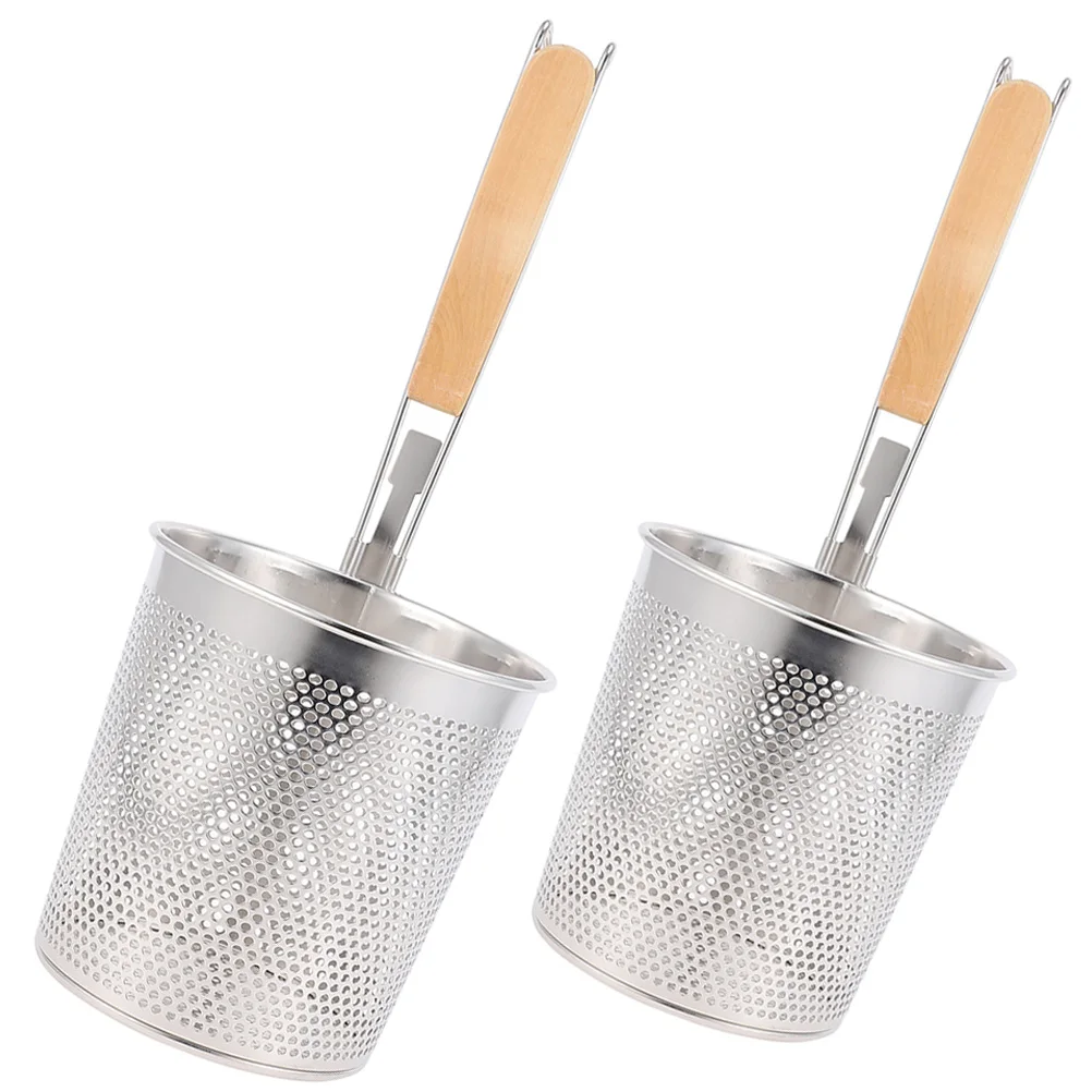 

2 Pcs Stainless Steel Pasta Strainer Spoon Heat Resistant Corrosion Resistant Fine Mesh Basket Noodle Cooking Kitchen Barware