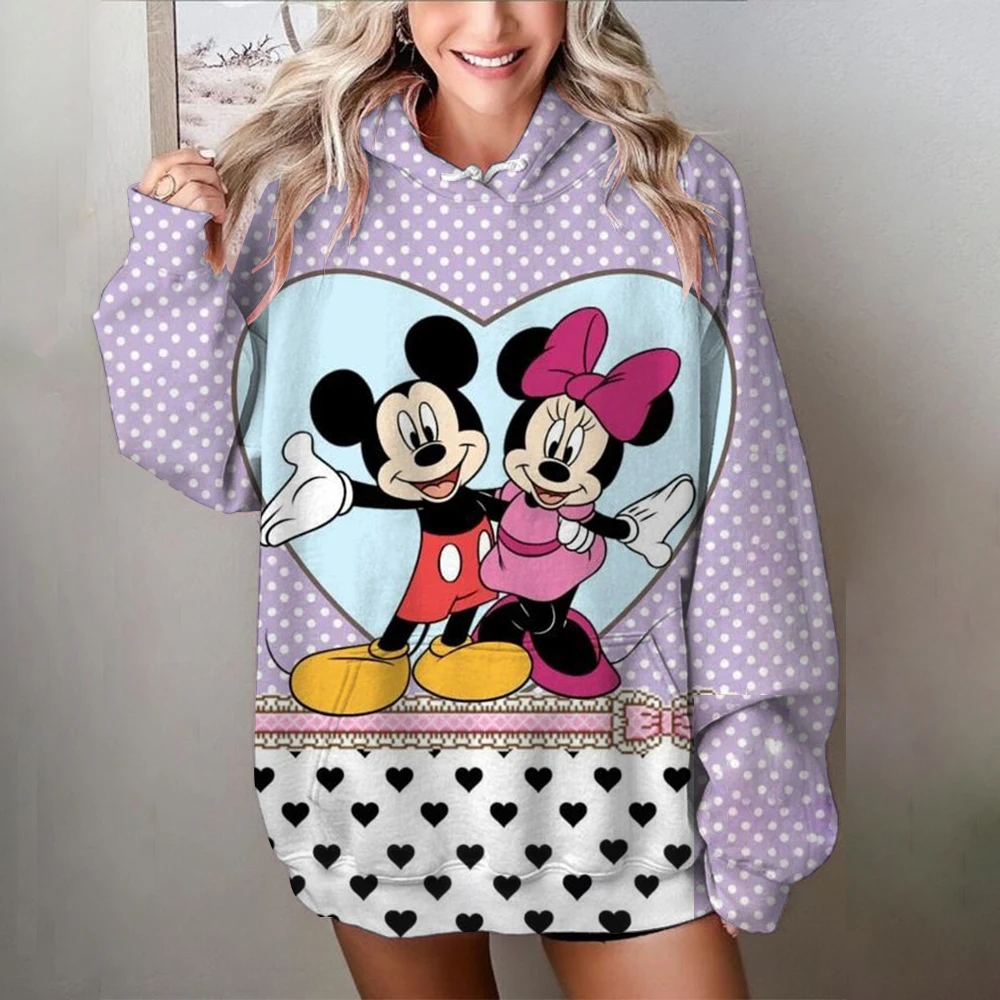 2024 New Women\'s Sweatshirt Loose-fit Disney Mickey Mouse print Hooded Jacket Korean Style Ins Trendy Printing Letter Autumn/win