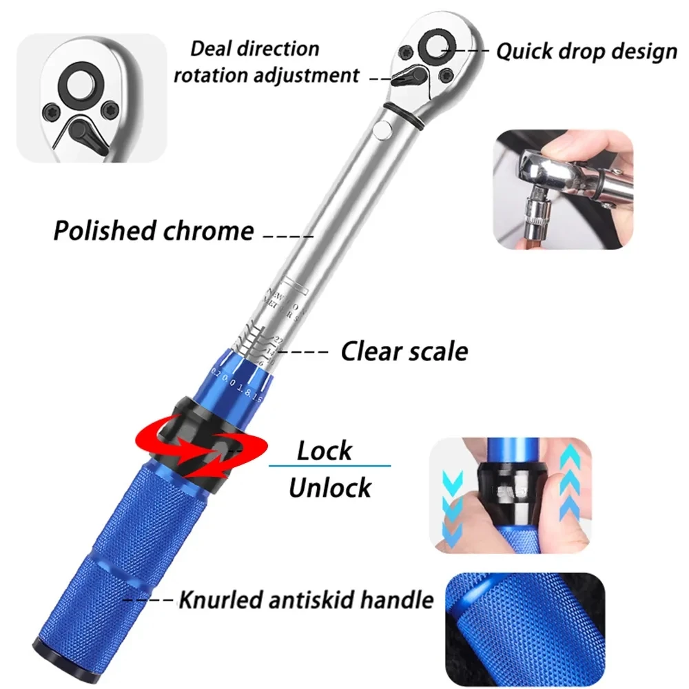 MTB Road Bike Bicycle Preset Torque Wrench 2Nm to 24Nm Precise Instrument Durable Hexagon T25 Allen Key S2 Prime Steel