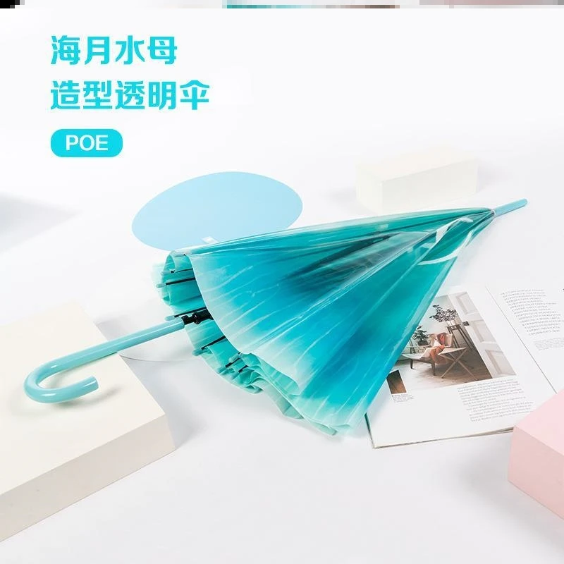 Umbrella Xiaohongshu Automatic Long Handle Thickening Female College Student Photography  Japanese Dream Transparent Umbrella