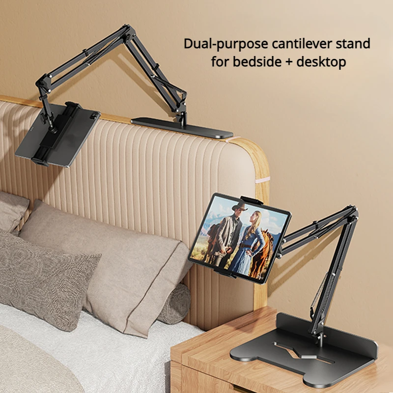 Oatsbasf Meatal Tablet Stand Bedside Pad Holder Large Base Anti-Fall 360° Rotatable Tablet Bracket Desktop iPad Headrest Mount