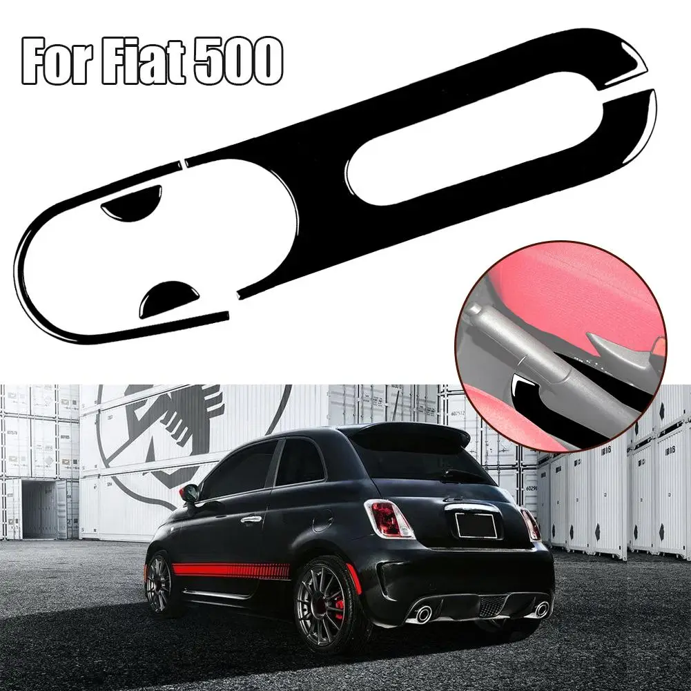 Black Finish PC Handbrake Panel Decorative Sticker Cover Trim For For Fiat 500 2012 2013 2014 2015 2016 2017 2018 2019 Car Inter