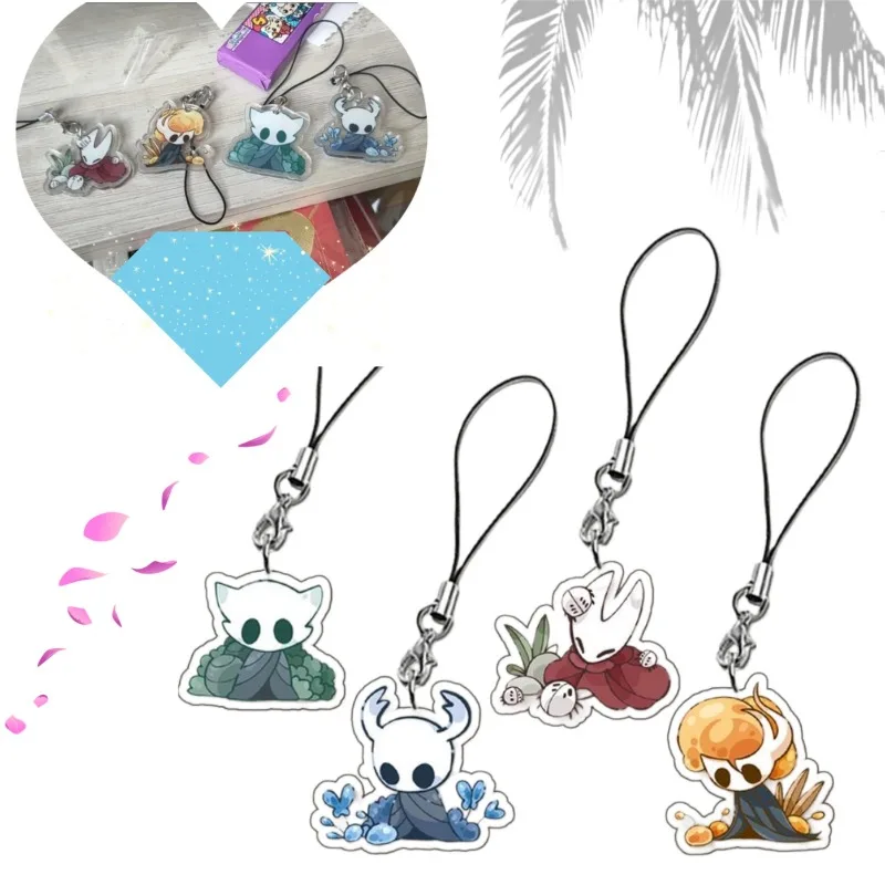 

Hollow Knight Game Phone Chain Double Sided Cute Keychain Cartoon Anime Pendant Student Backpack Lanyard Decor Gift